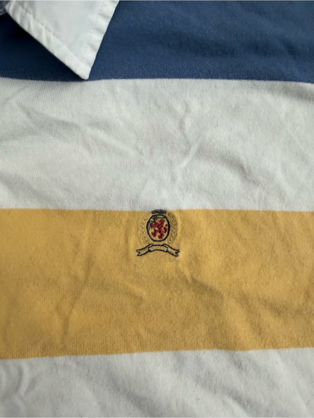 Tommy Hilfiger Blue, White & Yellow Horizontal Stripe Rugby Polo - Picture 3 of 5
